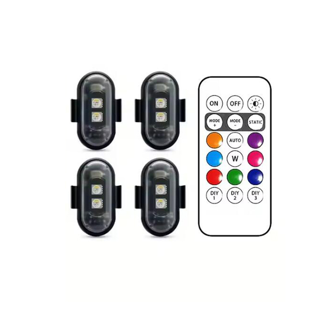 2/4/6x 7Colors Wireless Aircraft LED RGB Drone Strobe Light for Motorcycle Car Bike Remote Warning Light Signal Light