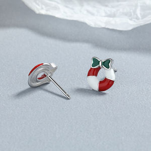 Серебряные серьги-гвоздики Yasno 925 пробы с рождественским дизайном для детей, милый ювелирный подарок - Product Image 4