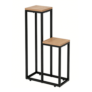 Support de plantes classique <span class=keywords><strong>en</strong></span> fer et <span class=keywords><strong>bois</strong></span>, finition thermolaquée, pour intérieur et extérieur, présentoir de fleurs <span class=keywords><strong>sur</strong></span> pied avec <span class=keywords><strong>pieds</strong></span> réglables - Product Image 5