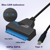 Câble de disque dur SATA 22pin vers USB 3.1 câble de transfert lecteur à semi-conducteurs 2.5 pouces câble de données de type c à tête unique