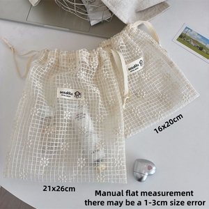 Mesh Lace Embroidery Daisy Drawstring <b>Bag</b> Travel Toiletry Cosmetic Storage <b>Bag</b> Sundries Organizer - Product Image 4