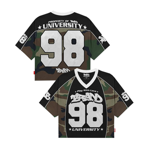 เสื้อฟุตบอลสไตล์เรโทรสตรีทแวร์แบบครอปตัวหลวม ผ้าตาข่าย พิมพ์ลายแบบซับลิเมชั่น - Product Image 1