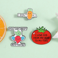 Pin Enamel Sayuran Lucu, Bros Kutipan Lucu Tomat Lobak, Grosir, Lencana Kerah, Perhiasan Makanan Imut