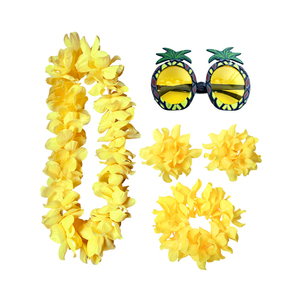 5 pezzi fiore hawaiano Leis LuauS fascia tropicale fiore corona ghirlanda braccialetti occhiali donna collana floreale bracciali - Product Image 4