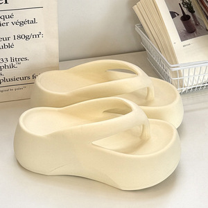 Chanclas de mujer de suela gruesa y elevada, populares en internet, de verano, con suela suave de EVA, de punta abierta, sencillas, versátiles, para playa y mar. - Product Image 6