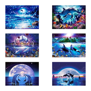 5D fai da te diamante pieno quadrato/rotondo pittura perline delfini marini paesaggio tela pittura adulto complementi arredo casa artigianato ricamo animali - Product Image 1