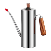 Distributeur d'huile en acier inoxydable 304 avec logo personnalisé, bec anti-goutte, 500/700/1000 ml, avec poignée en noyer, pour la vente en gros et les cadeaux