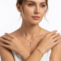 Ensemble de bijoux Novirassine, adorable dauphin, plaqué or 18 carats, acier inoxydable, zircone cubique, collier et bracelet pour femmes