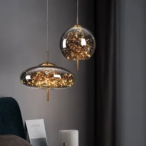 Luminaire suspendu <span class=keywords><strong>LED</strong></span> en verre moderne de luxe, design en forme d'étoile, petit <span class=keywords><strong>lustre</strong></span> élégant pour hôtel, bar, restaurant, fête de mariage - Product Image 1