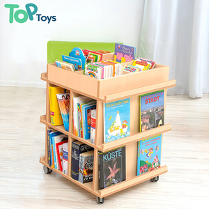 Montessori Wooden Rotating Bookshelf <strong>Round</strong> Bookshelves Library Book Rack For Kid Home Cabinet Bookcase Shelf Library Furniture - Product Image 1