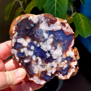 Stock local : Dalle d'agate bleue naturelle, forme libre, pierre brute, objet de collection artistique et de décoration - Product Image 5