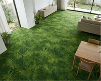 3D Natur-Moos-Farn-Muster Luxuriöse Grüne Blätter Bedruckte Teppichfliesen Moderner Naturstil Nylon-Teppich für Hotel Villa Büro