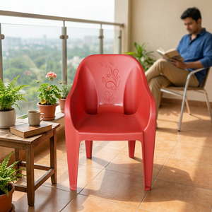 Red Plastic Durable Box <b>Chair</b> with armrest for Indoor and Outdoor Use #boxchairs - Product Image 2