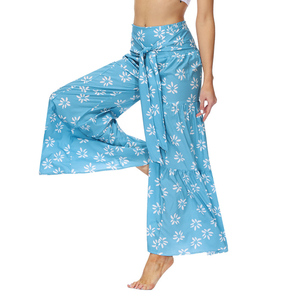 <span class=keywords><strong>Pantalon</strong></span> de plage à imprimé Floral pour <span class=keywords><strong>femme</strong></span>, <span class=keywords><strong>taille</strong></span> <span class=keywords><strong>haute</strong></span>, style Boho, jambes larges, <span class=keywords><strong>Palazzo</strong></span>, été - Product Image 2