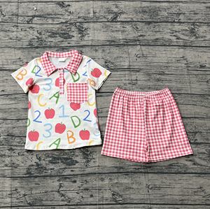Conjunto de Ropa Infantil Personalizado BSSO1921, Diseño de Lápiz Apple Azul, para Niño, Venta al por Mayor, Manga Corta, Regreso a Clases - Product Image 2