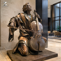 Bronze Cellist Musiker Skulptur Metallkunst Handgegossen Direkt ab Werk Figur Statue für Park Innenhof Hotel und Kulturpark