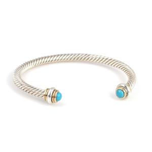 Turquoise Stone Twisted Women's <b>Bracelet</b> Double Tone Handmade Turkish Jewelry Romantic NUSRET - Product Image 3