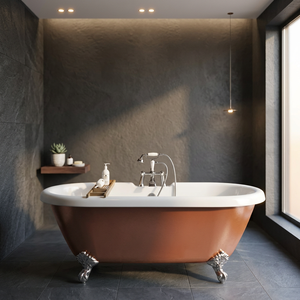 Elegant Luxury Oval Freestanding Cast Iron Bathtub Porcelain Enameled Durable Without Lid for Adults <b>BATHING</b>-Indian Home Crafts - Product Image 1