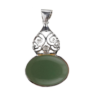 JOYA CADEAU Fashion 28*40MM en forme de <span class=keywords><strong>calebasse</strong></span> Aventurine <span class=keywords><strong>verte</strong></span> pierre d'agate pendentif en métal breloques de pierres précieuses utilisées pour <span class=keywords><strong>la</strong></span> fabrication de colliers - Product Image 2