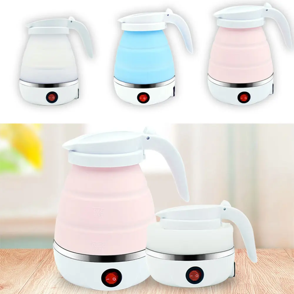 Small travel outdoor kettle mini folding kettle portable electrothermal silicone kettle cross-border retractable