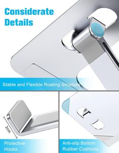 Support d'ordinateur portable réglable en argent personnalisé avec coussin de refroidissement, support de bureau en aluminium à hauteur réglable en métal - Product Image 3