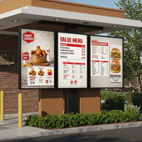Pantalla Táctil LCD Triple para Exteriores de 3x55 Pulgadas, Impermeable IP65, Gráficos de Animación Digital de Alto Brillo para Restaurantes Drive-Thru