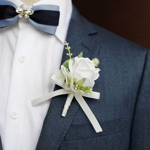 Hàn Quốc Châu Âu peanstyle hoa hồng trắng hoa nhân tạo Phù Dâu đám cưới cổ tay hoa chú rể và tốt nhất người đàn ông cưới Corsage - Product Image 3