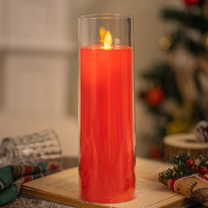 Grande taille 7.5x25cm <span class=keywords><strong>bougie</strong></span> LED en plastique acrylique rouge à piles différentes tailles pour la décoration de table de mariage d'anniversaire à la maison - Product Image 6