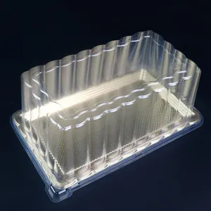 पीईटी प्लास्टिक और गोल्ड ट्रे प्लास्टिक गोल्डन केक कंटेनर आयताकार प्लास्टिक कंटेनर केक बड़ा