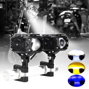 AlcantaLED-faros LED de 100W para motocicleta, foco blanco, amarillo, alto, bajo, azul, Ojo de Diablo, luces para correr, 12V, 24V