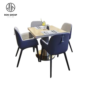Fabricación de muebles de restaurante de buffet personalizado nórdico, diseño de restaurante 3D, mesas y sillas de restaurante de comedor de madera maciza