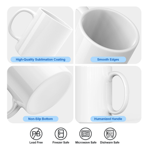 Venta al por mayor de tazas de cerámica de 11oz para café y cerveza con logotipo personalizado espacios en blanco de sublimación diseño moderno para regalos perfectos - Product Image 3