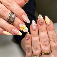 Ongles press-on français faits main, motif floral, amande bordeaux, fleurs 3D, perles, paillettes, luxe, pour femmes, mariage, réutilisables, manucure des doigts