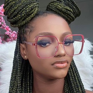 Gafas de Sol Cuadradas <span class=keywords><strong>Reticulares</strong></span> Anti Luz Azul Doradas de Moda 2024, Monturas de Gafas Ópticas Extra Grandes para Mujer, Gafas de Metal con Lentes Transparentes para Hombre - Product Image 1