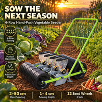 Semoir manuel économique à quatre rangs pour la production de légumes (oignons, okra, coriandre, épinards, radis)