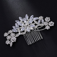LUOXIN Accessoires de cheveux romantiques en cristal de zircon, fleur en strass, peigne à cheveux élégant pour mariage, anniversaire