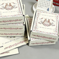 Boîtes d'expédition esthétiques rétro à motif floral et lapin, en carton écologique portable pour petites cartes et bibelots