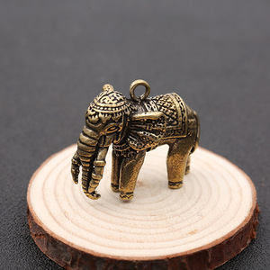 Breloque Éléphant Créative en Laiton, Pendentif Animal, Cadeau Unisexe, Porte-clés Vintage, Décoration Porte-bonheur - Product Image 3