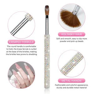 1pc Size#8-#12 Diamond Nail Kolinsky <b>Brush</b>,Acrylic Powder Nail <b>Brush</b> - Product Image 5