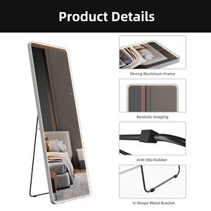 Iluminación regulable de 3 colores Pantalla táctil inteligente Salón de gran tamaño Stand Up Body Dressing Longitud con luz Led Espejo de piso - Product Image 6