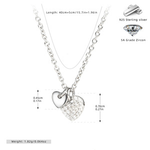 925 Sterling Silver Minimalist <b>Sweet</b> <b>Heart</b> Pendant Necklace Elegant Versatile Romantic Style Fashion Jewelry for Women - Product Image 3