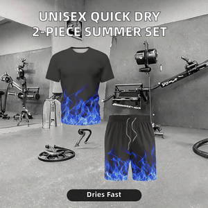 Conjuntos de Camiseta y Pantalones Cortos Deportivos para Hombre, Otoño 2026, Personalizados, Unisex, de Manga Corta, Tejido de Poliéster/Algodón, Secado Rápido, Estampado Digital - Product Image 2