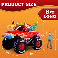 Camion monstre gonflable de Noël de 8 pieds avec Père Noël, sapin de Noël, lumière LED, Noël pour la cour, la pelouse, la maison, la décoration extérieure