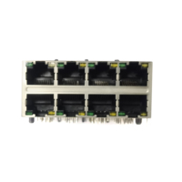 Conectores Ethernet 2x4 puertos 1000 Base-T Conector LED blindado Conector hembra RJ45 Conector Ethernet de Puerto múltiple Rj45