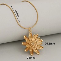 Kalung Rantai Ular Liontin Bunga Daisy Timbul 3D Baja Tahan Karat Vintage Stereo Minimalis Harian Boho Perhiasan Leher Hadiah