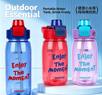 Bouteille d'eau en plastique grande capacité 500 ml avec paille et bec verseur, anti-fuite, poignée portable, large ouverture facile à nettoyer pour le sport