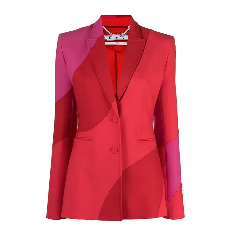 2023 Ladies Fashion Office Slim Fit Patchwork Color Block Single Breasted Blazer Women Suits Jackets