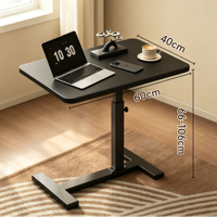 Table de lit mobile réglable en hauteur, table d'étude peu encombrante pour canapé, chevet, chambre et bureau à domicile