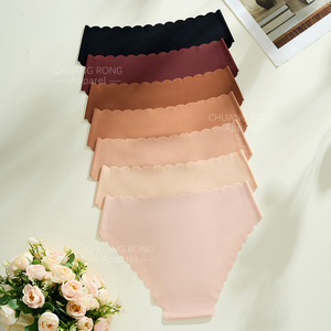 Sous-vêtements sans couture à bords ondulés, fins, respirants, sportifs, non-hanches, une pièce, taille moyenne, bikini pour femmes de grande taille - Product Image 2