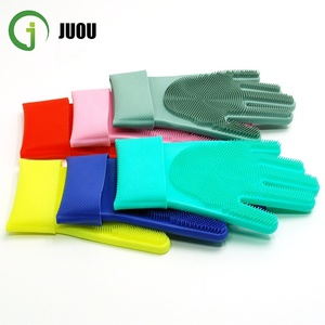 Gants de lavage durables personnalisés, gants de vaisselle multifonctionnels en silicone, gants de lavage en silicone de taille moyenne, vente en gros de 10 ensembles - Product Image 2